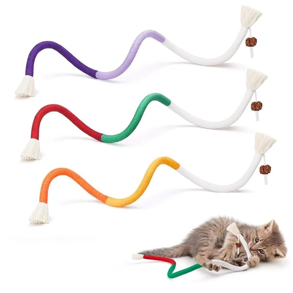 Cat rope toy in the three available color combinations