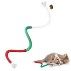 Green, red and white cat rope toy with tassels