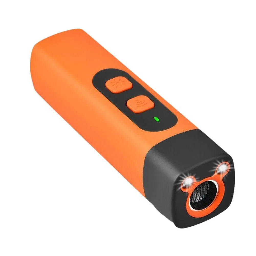 Orange dog training device with single front emitter and control buttons