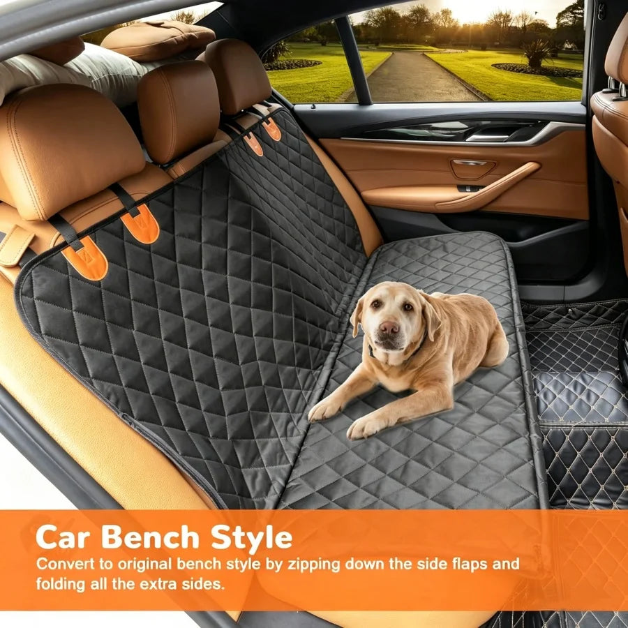 Car seat cover installed in bench-seat configuration